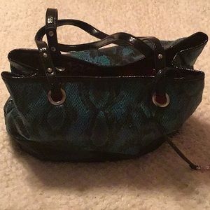 Nine West Satchel Bag-Bluish Green with Black